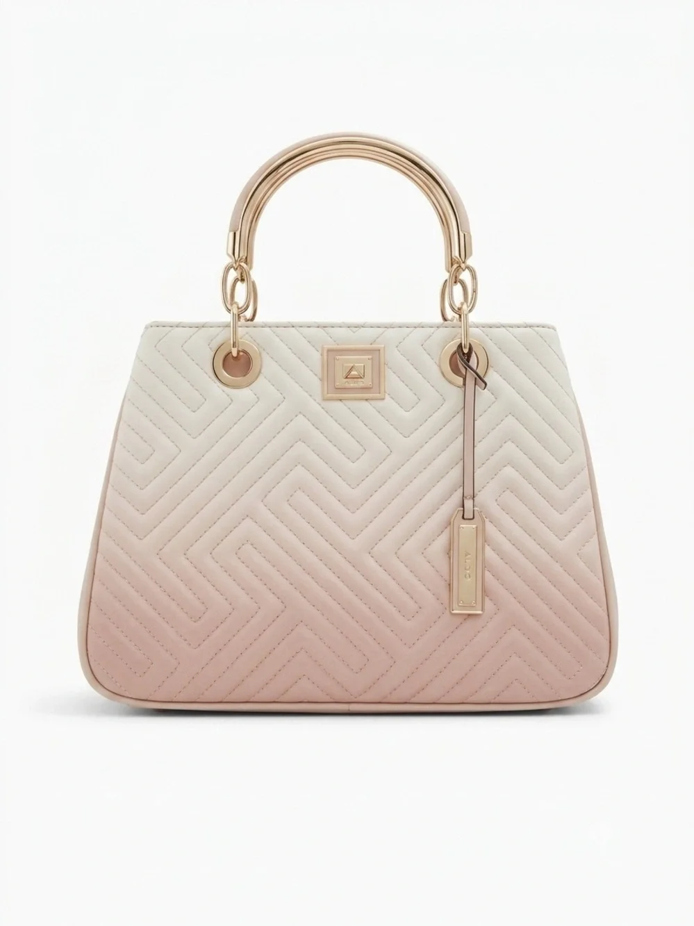 Aldo Blush Ombre Quilted Top Handle Satchel Handbag Gold Hardware